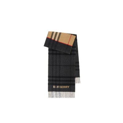 BURBERRY CONTRAST CHECK CASHMERE SCARF 80451711 (168*30cm)